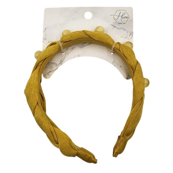 Hive & Co Accessories - Hive and Co. Headbands Braid Silky Old Gold Texture Knotted Twist Mustard Yellow